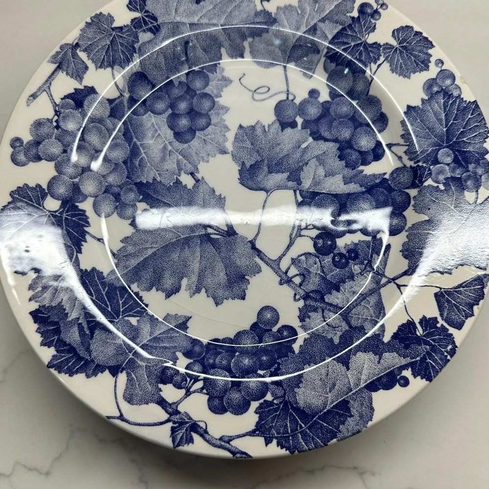 Four Crate and Barrel and Windsor Blue and White Grapevine place settings